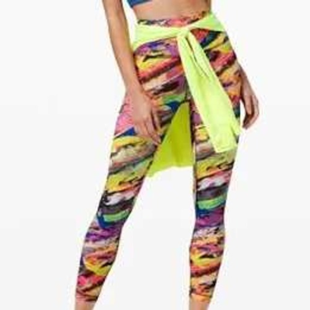 Lululemon Leggings Women 4 Multi Abstract Brushstroke High Rise 25" Inseam Yoga